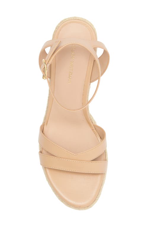 Stuart Weitzman Catlina Leather Espadrille Wedge In Golden Beige