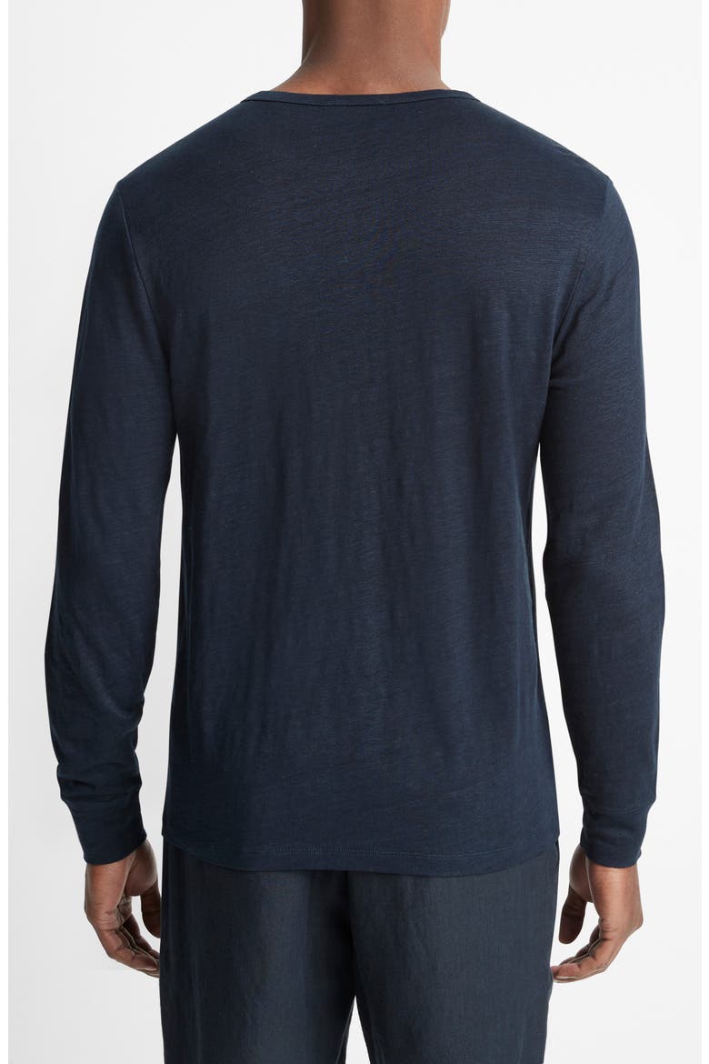 Long Sleeve Linen Henley, Alternate, color, COASTAL