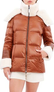 Dawn Levy Puffer Jacket with Genuine Shearling Trim