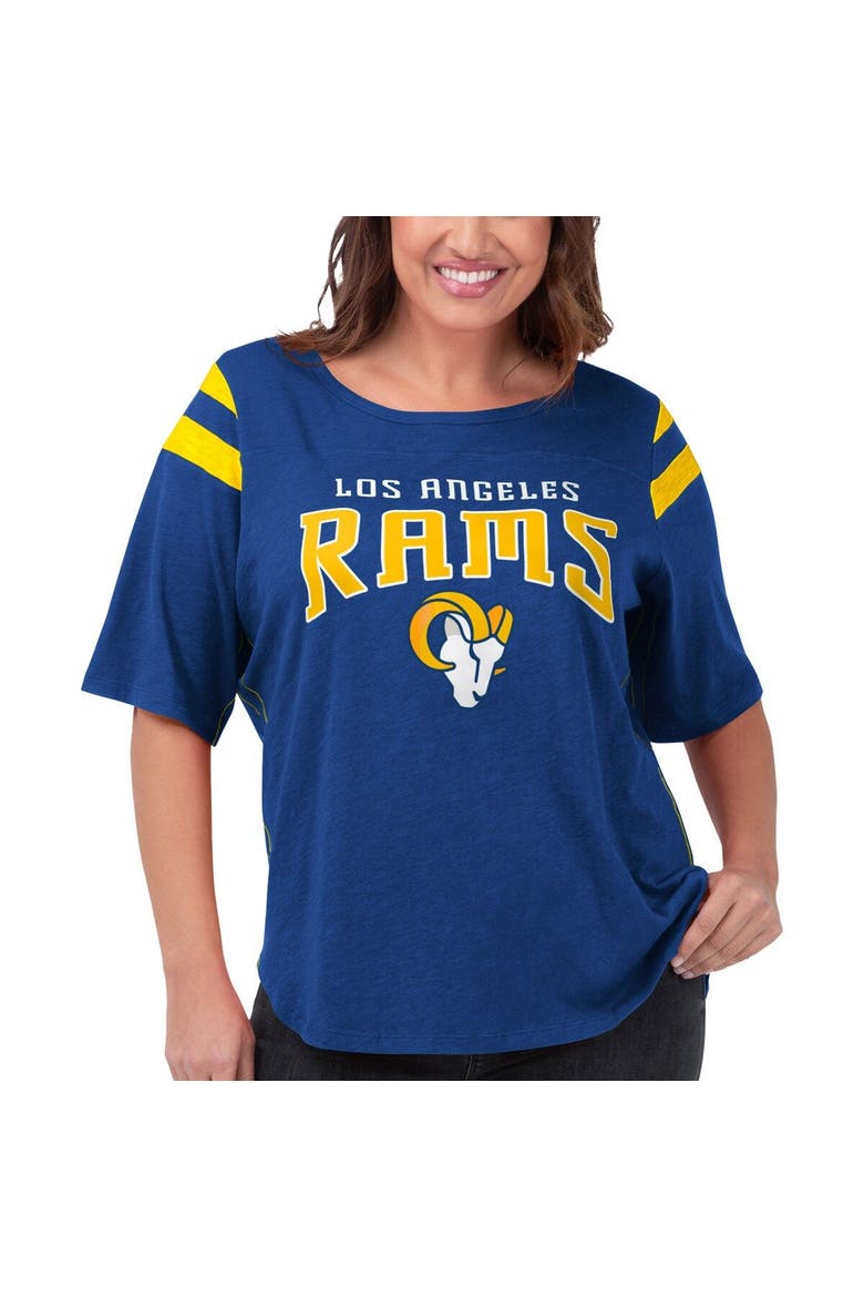 Women's G-III 4Her by Carl Banks Royal Los Angeles Rams Plus Size Linebacker T-Shirt, Main, color, Royal