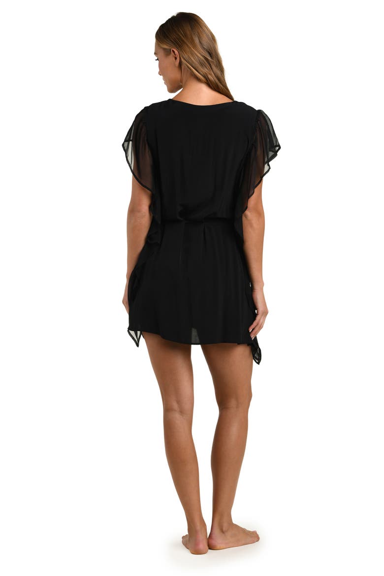 Glam Covers Alia Chiffon Cover-Up Tunic, Alternate, color, BLACK
