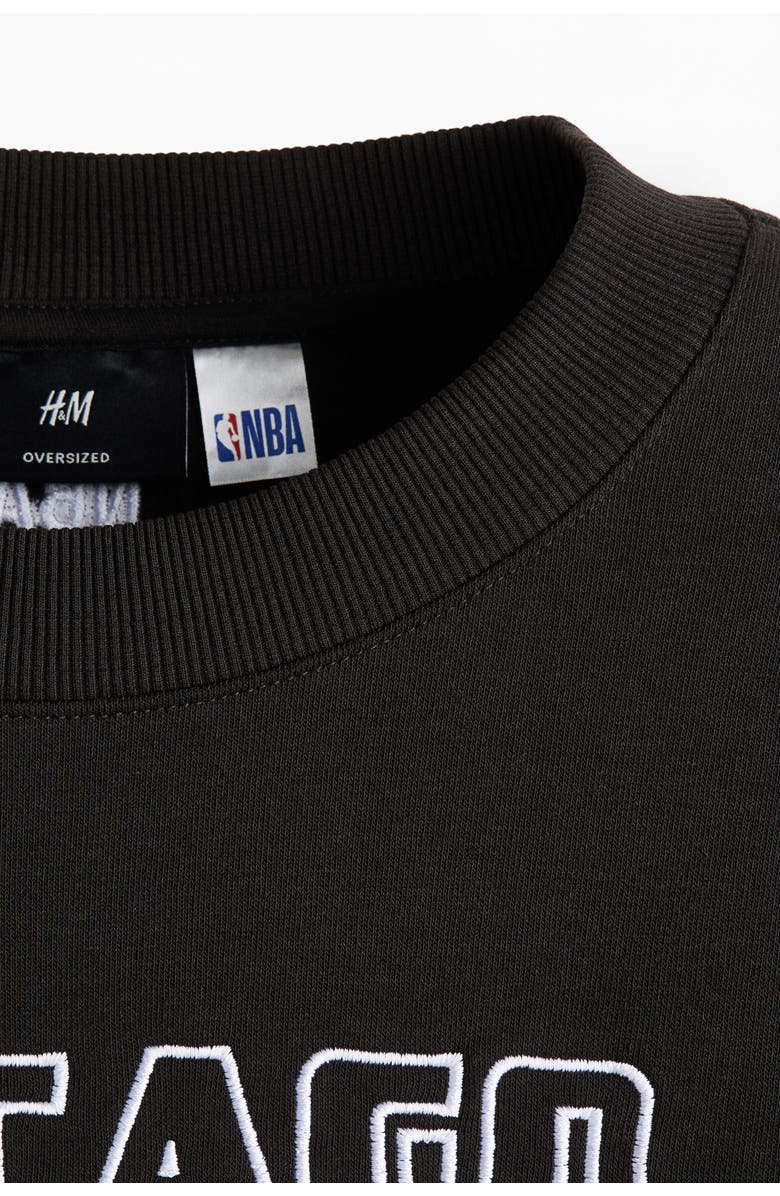H&M Oversized printed sweatshirt, Alternate, color, Black/Nba