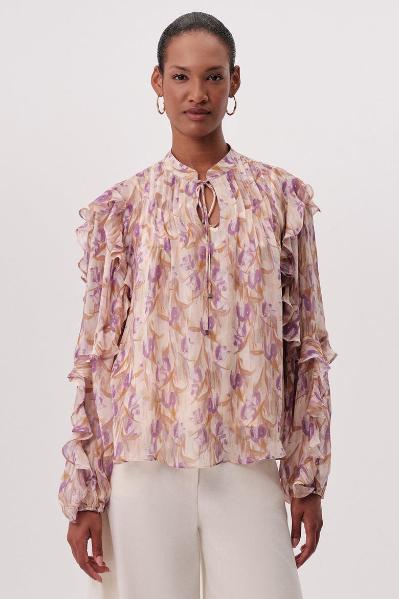 Kasandra Tie Neck Long Sleeve Blouse, Main, color, Multi Color
