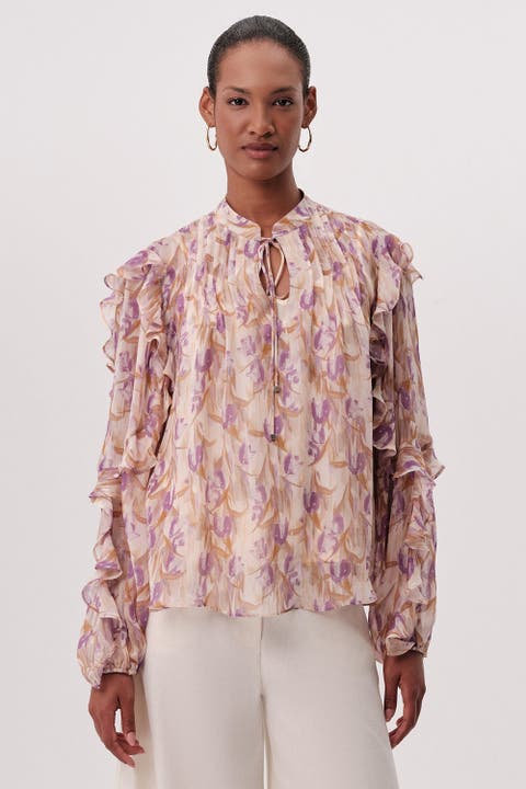 Kasandra Tie Neck Long Sleeve Blouse