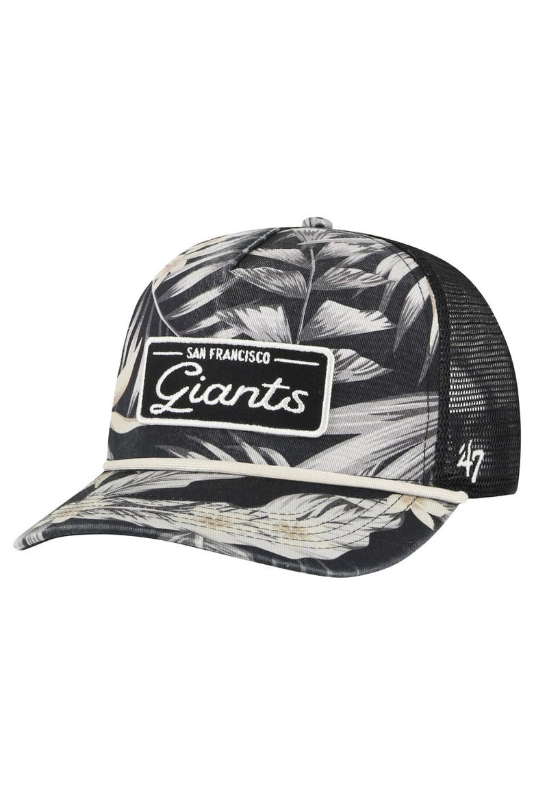Men's '47 Black San Francisco Giants Tropicalia Trucker Hitch Adjustable Hat, Main, color, Black