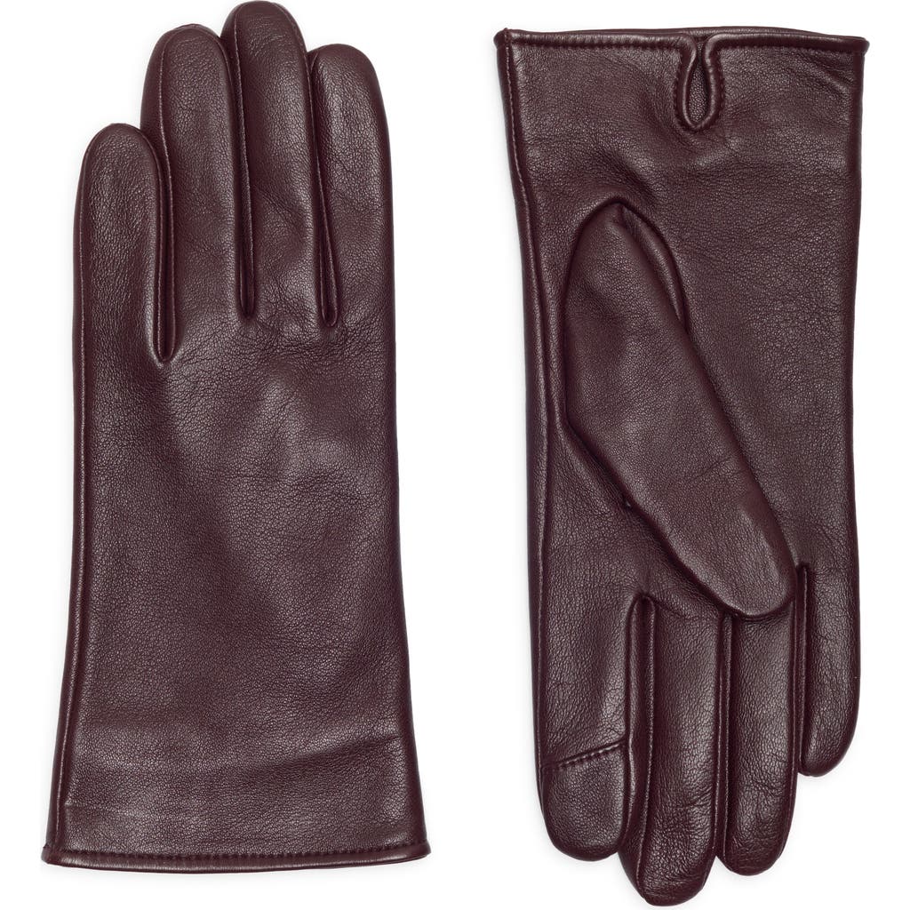 Cole Haan Leather Gloves In Burgundy