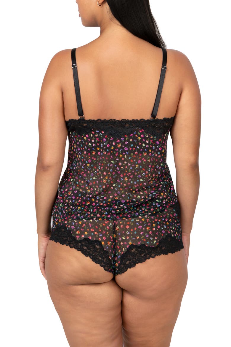 Floral Sheer Lace Trim Camisole & Boyshorts Set, Alternate, color, MEADOW DREAM