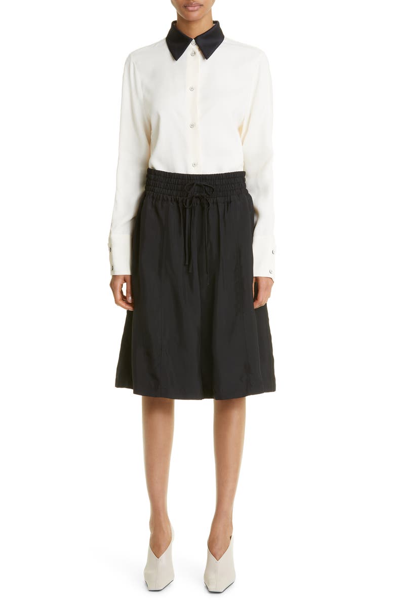 Jil Sander Relaxed Fit Contrast Collar Button-Up Shirt, Alternate, color, 