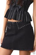 MANGO TEEN Studded Denim Miniskirt