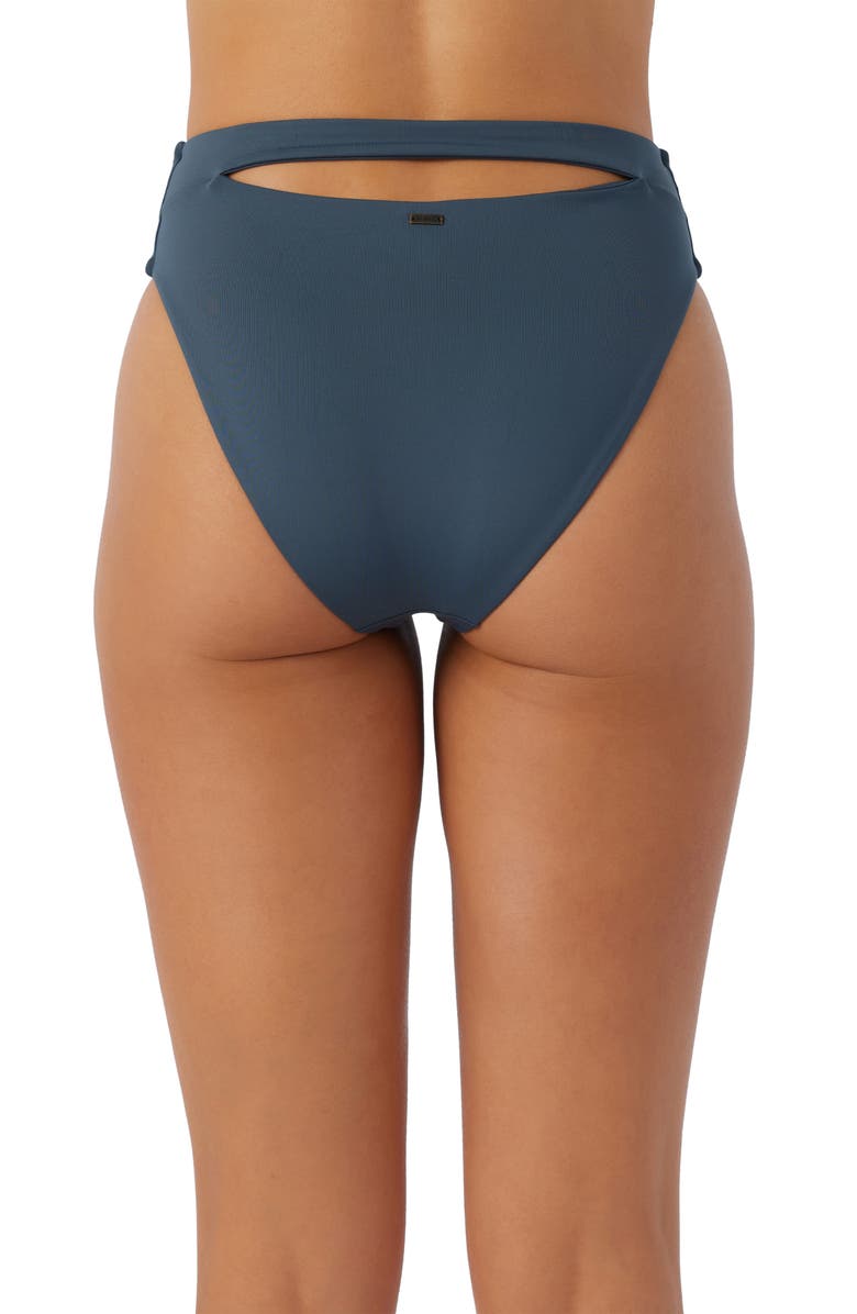 O'Neill Saltwater Solids Max High Cut Bikini Bottoms, Alternate, color, Slate