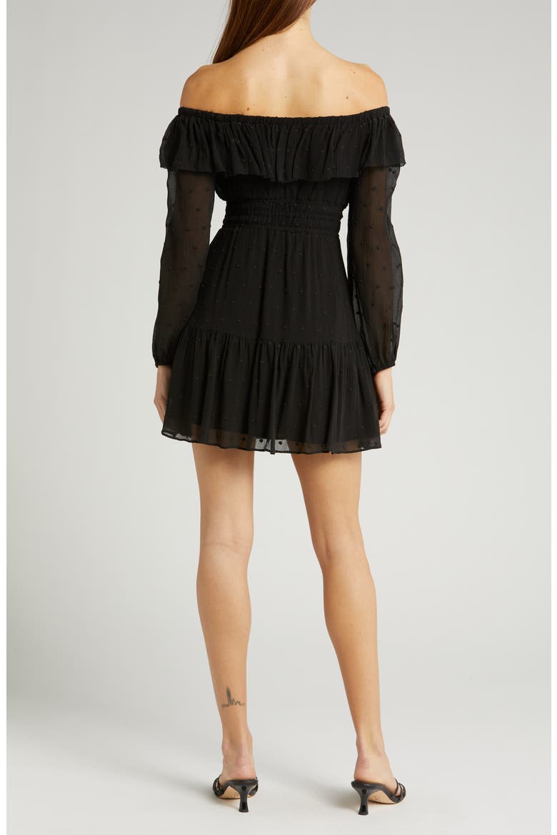 Seine Off the Shoulder Silk Dress, Alternate, color, BLACK