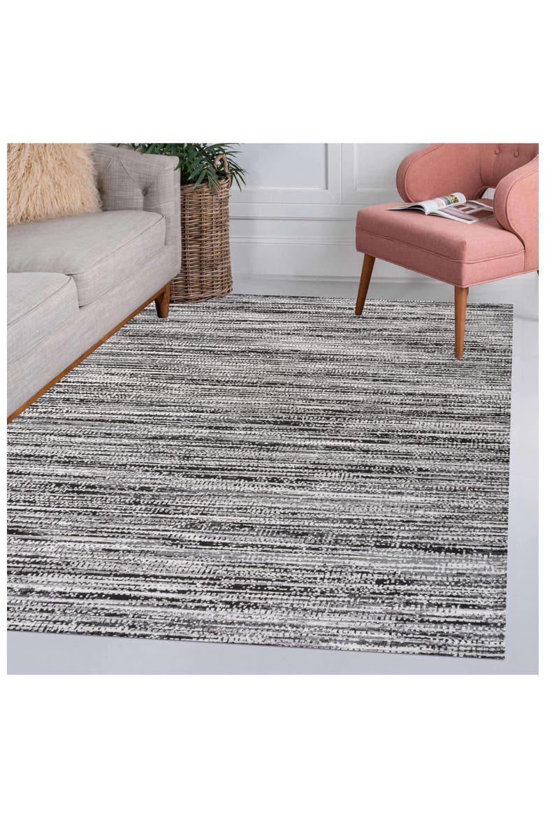 Lotus Modern Persian Floral Area Rug, Alternate, color, Black/Gray