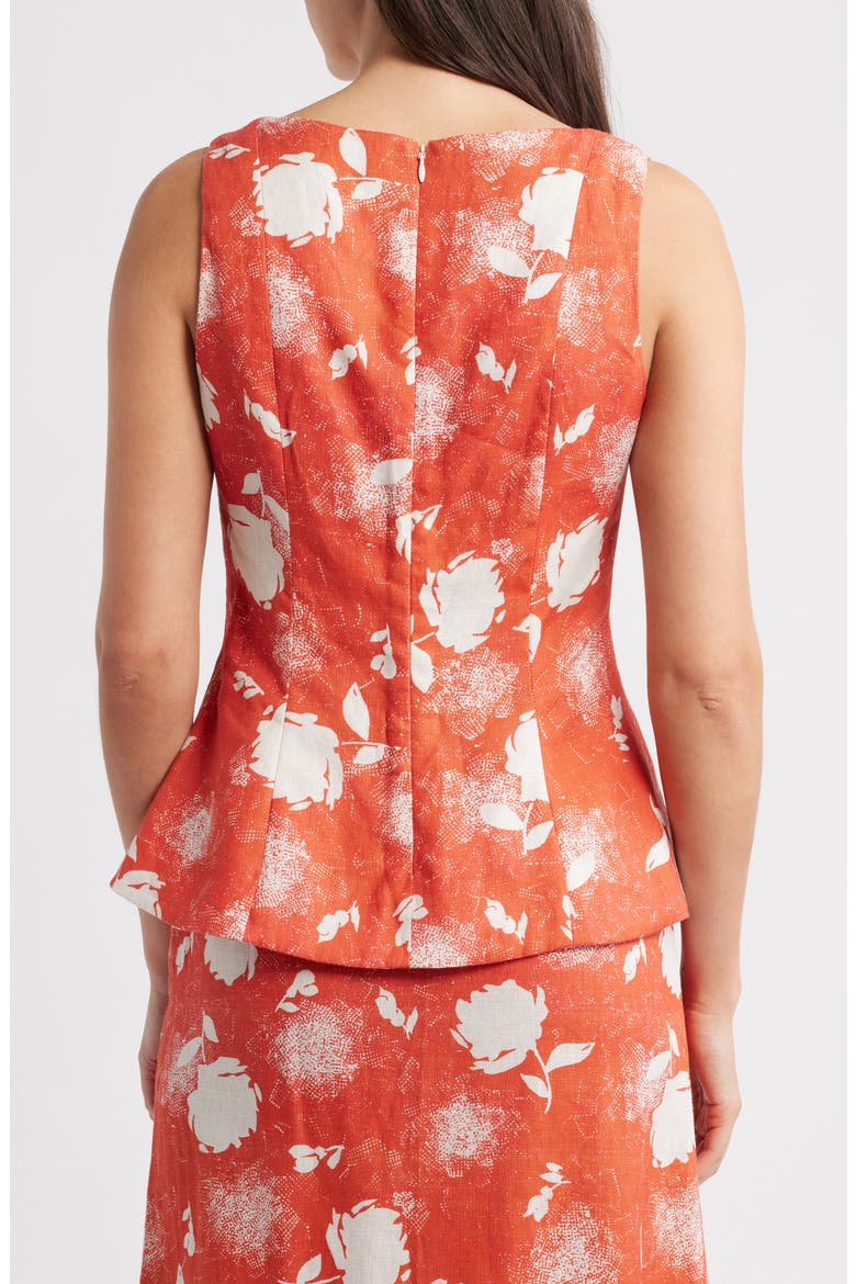 Mina Abstract Floral Peplum Top, Alternate, color, SUNROSE ROSSO