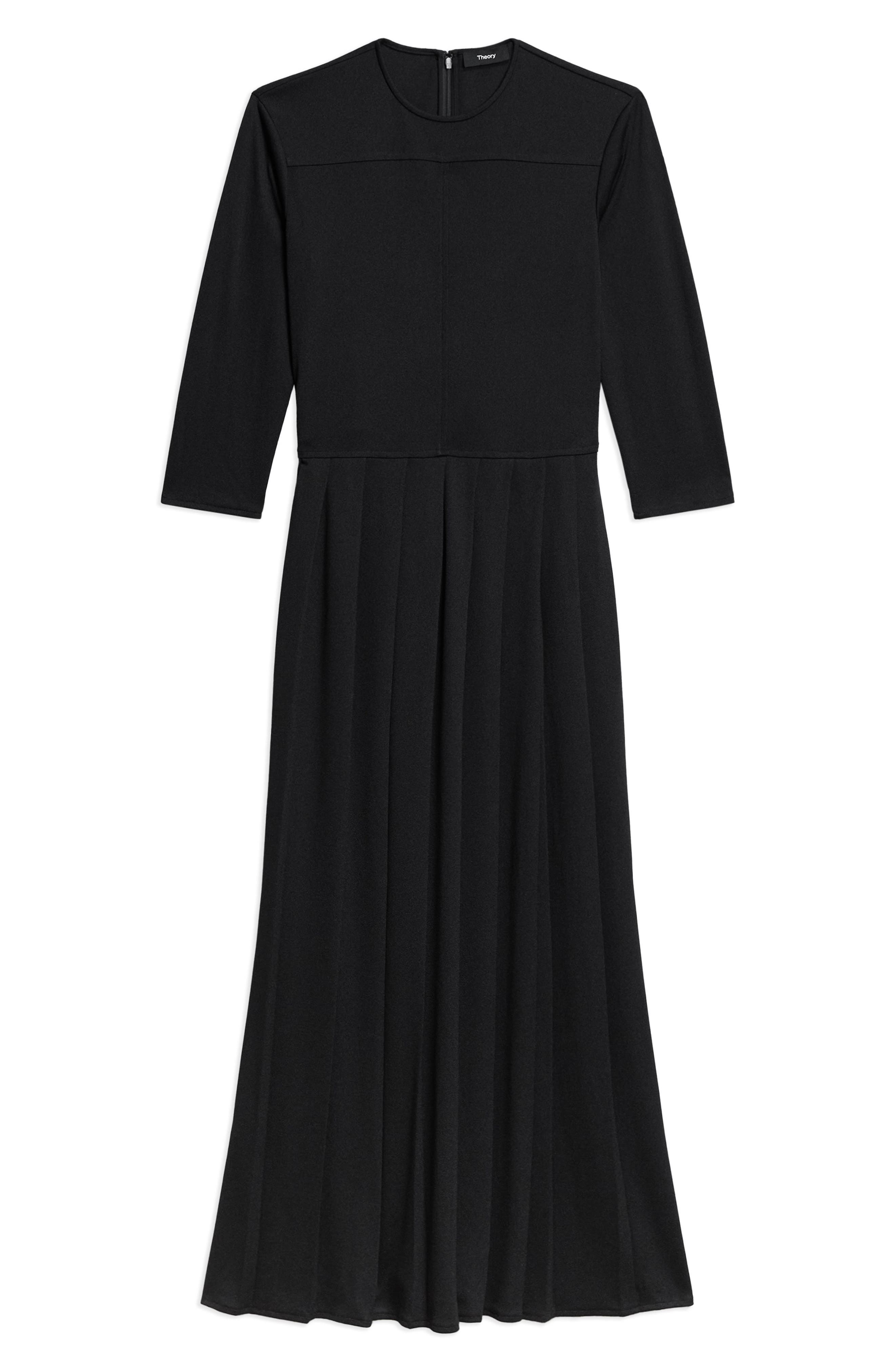 Theory Long Sleeve Pleated Dress