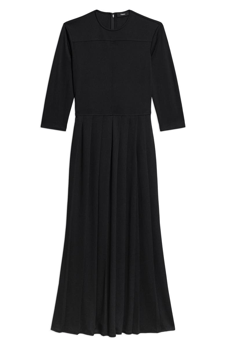 Theory Long Sleeve Pleated Dress, Main, color, Black