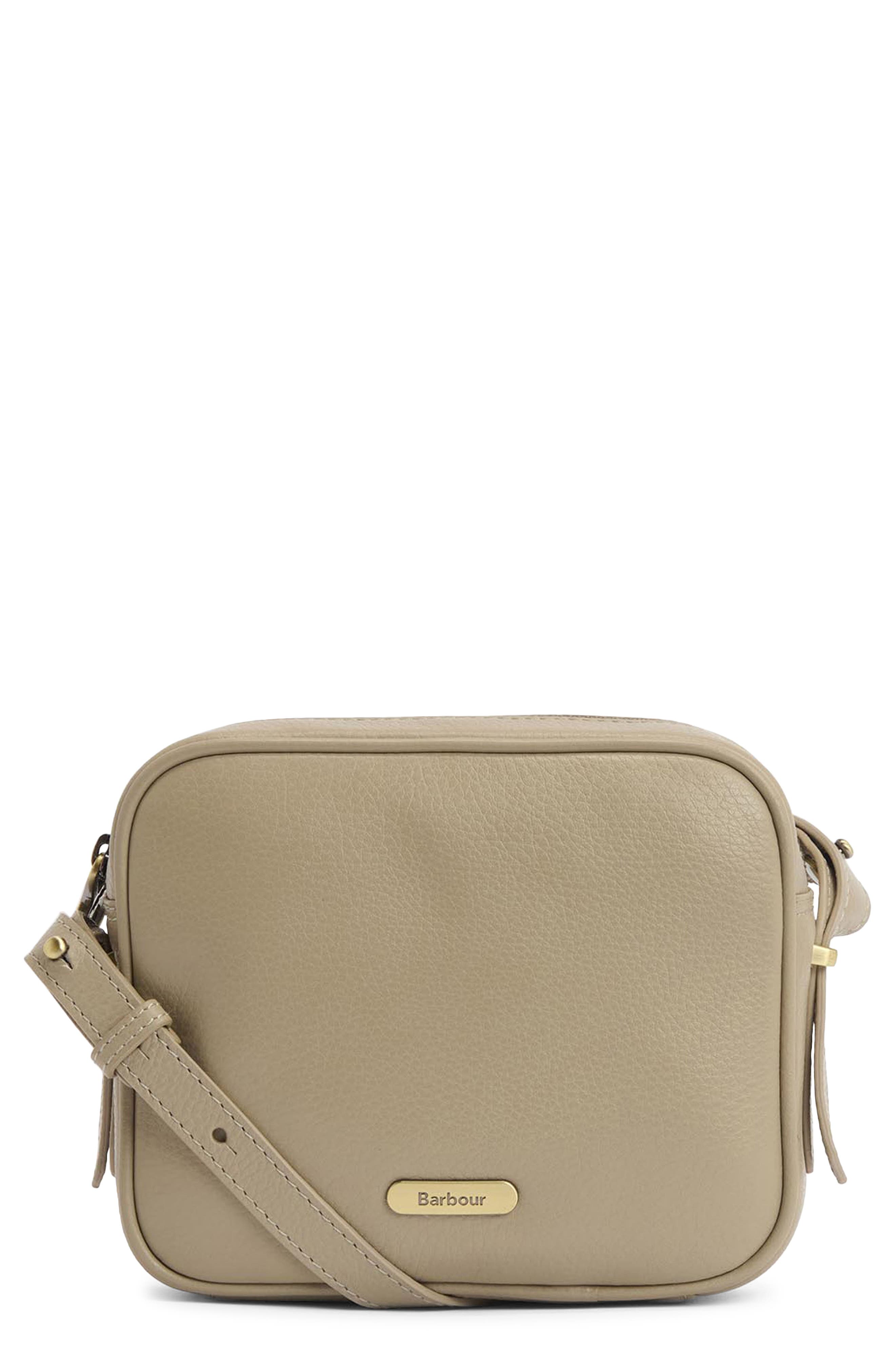 Barbour Daphne Leather Crossbody Bag, Main, color, Dune