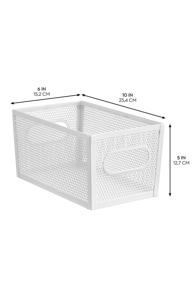 mDesign Perforated Metal Storage Bin with Handles for Kitchen and Pantry - Set of 2 - Matte White, Alternate, color, Matte White