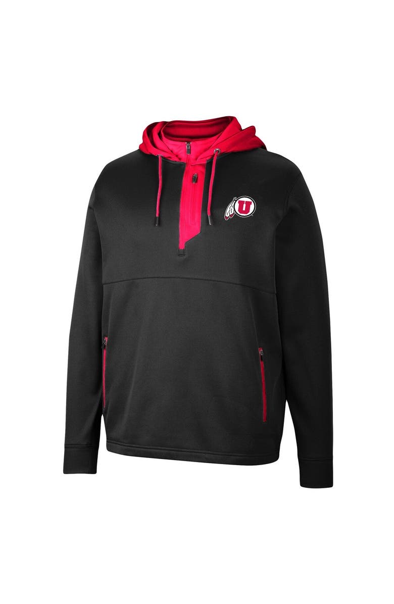 COLOSSEUM Men's Colosseum Black Utah Utes Luge 3.0 Quarter-Zip Hoodie, Alternate, color, Black