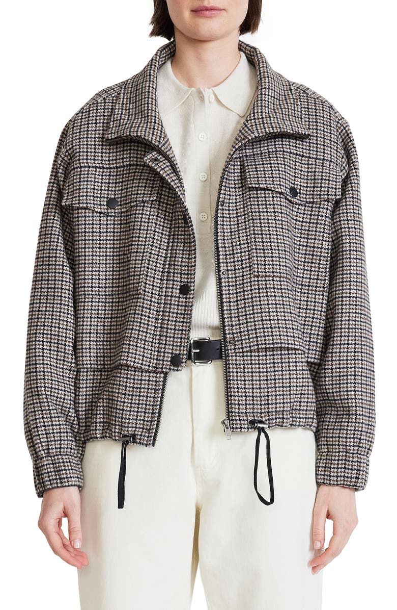 Apiece Apart Selva Houndstooth Wool Blend Bomber Jacket, Main, color, 