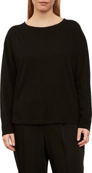 Vince Boxy Long Sleeve Cotton Crewneck Top
