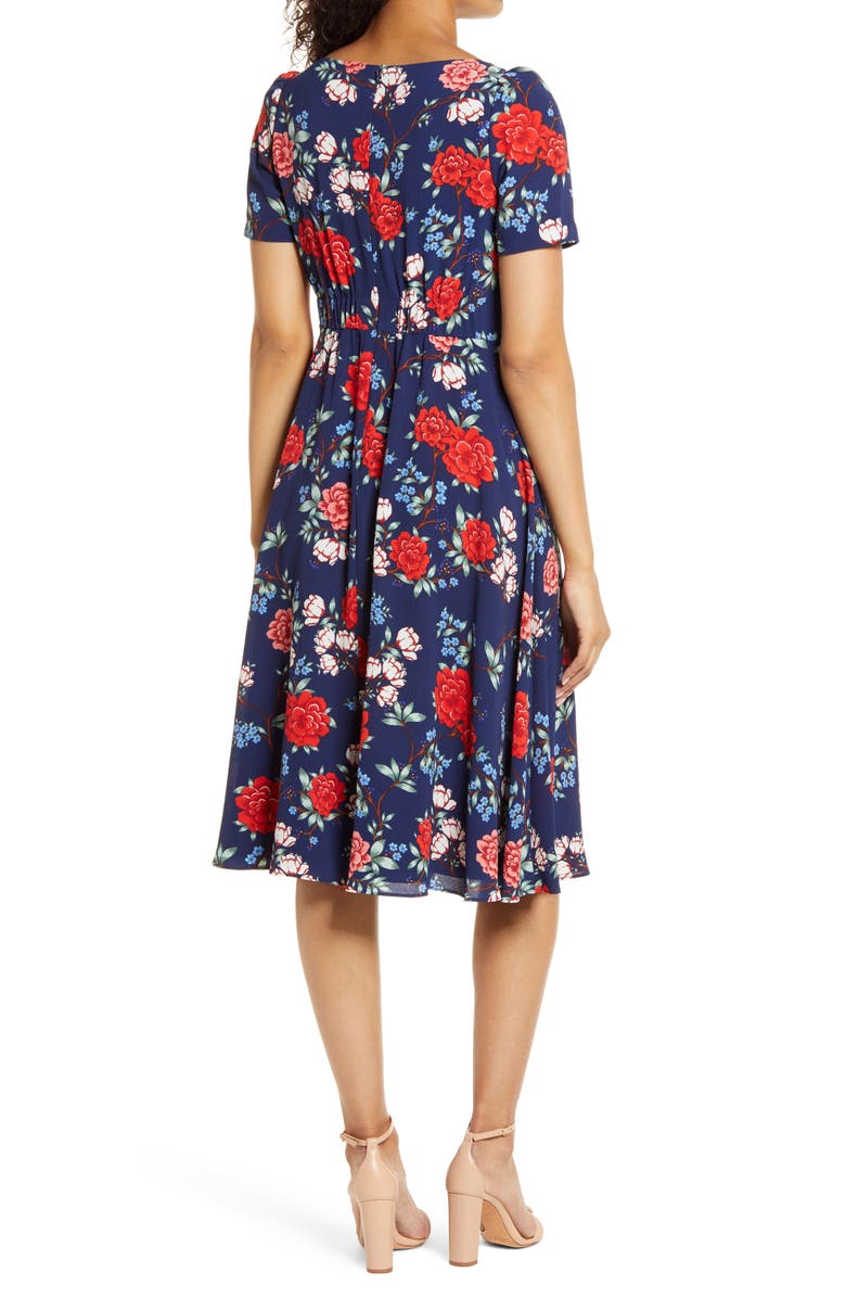 Harper Rose Floral Crepe A-Line Dress, Alternate, color,