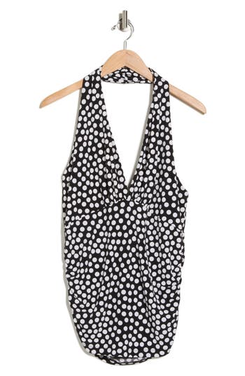 Renee C Polka Dot Halter Top In Black