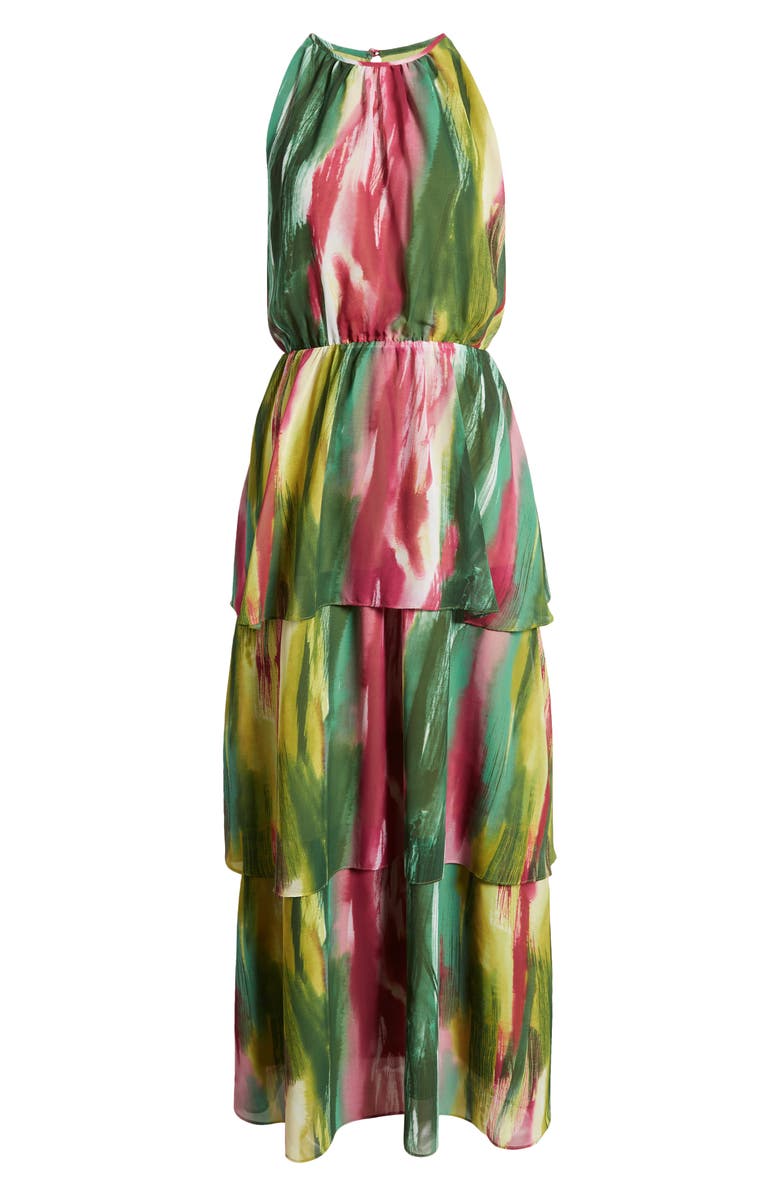 Donna Ricco Abstract Print Sleeveless Tiered Maxi Dress, Alternate, color, 