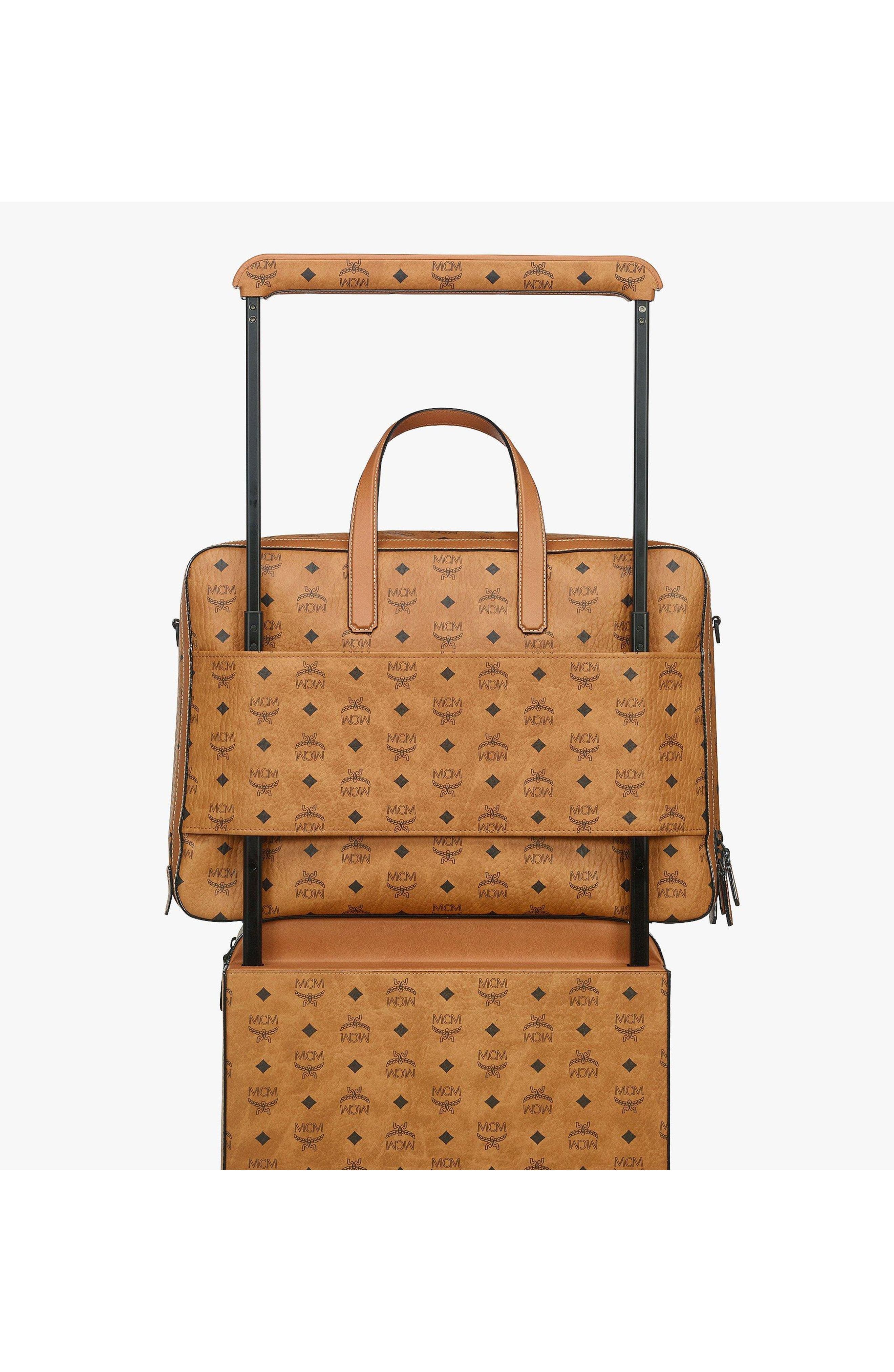 MCM Ottomar Garment Bag in Visetos, Alternate, color, Cognac