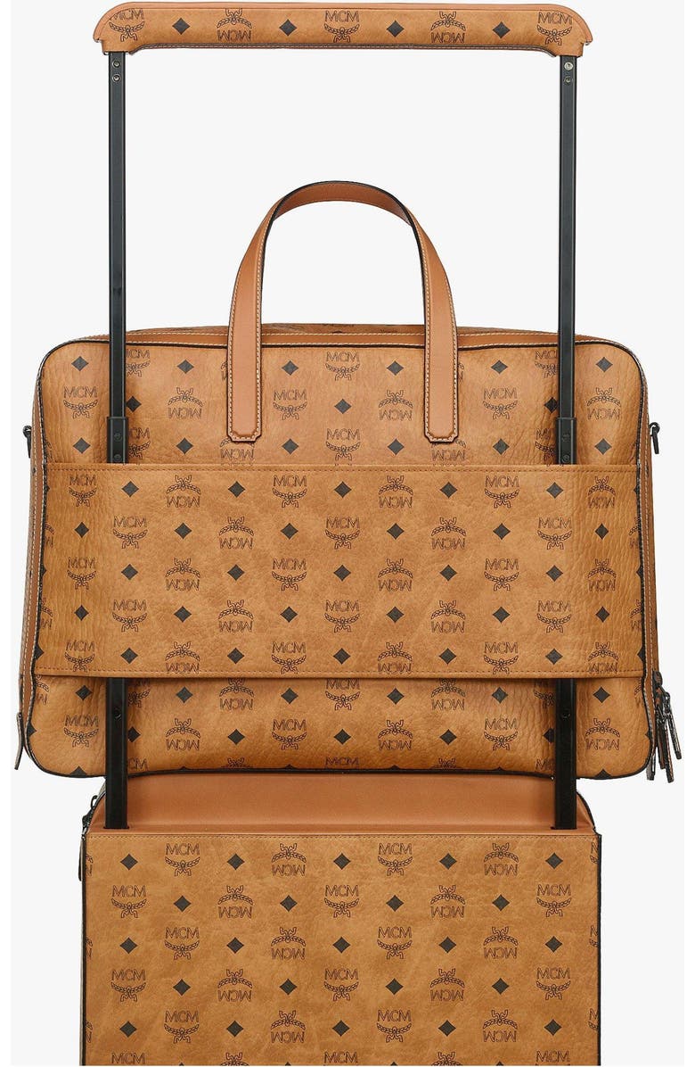 MCM Ottomar Garment Bag in Visetos, Alternate, color, Cognac