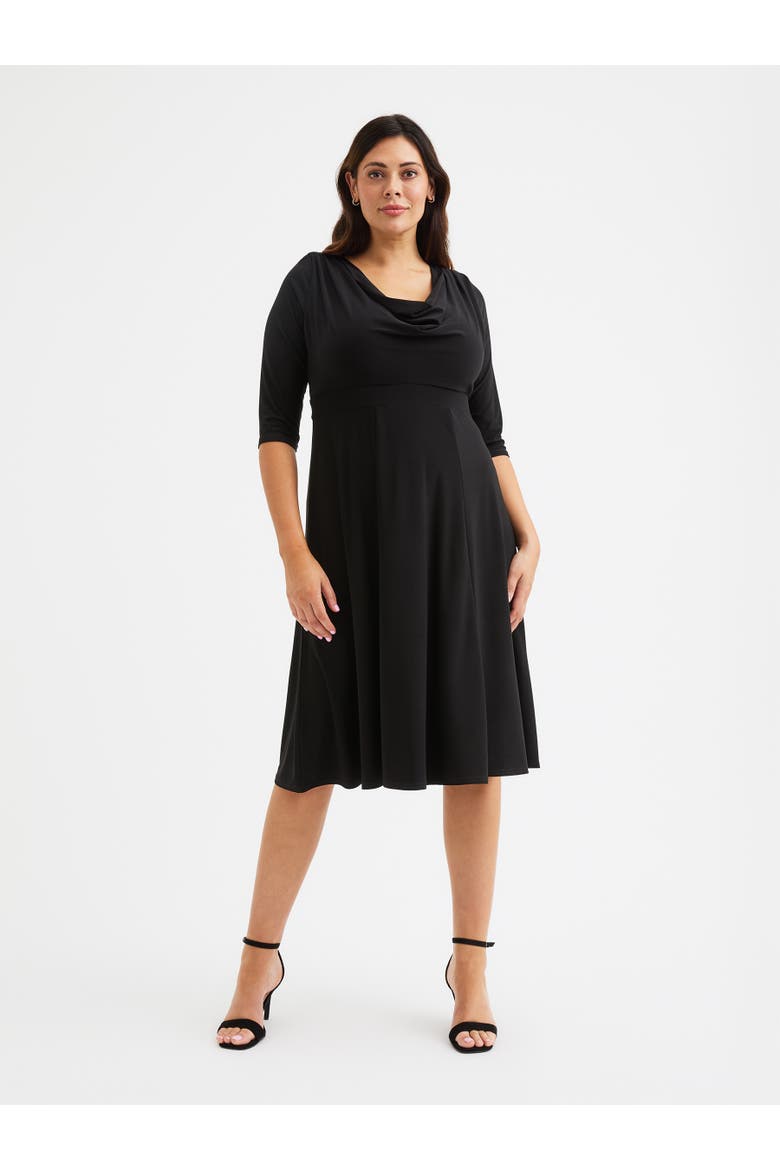 Cowl Neck '1940s' Dress, Main, color, Black