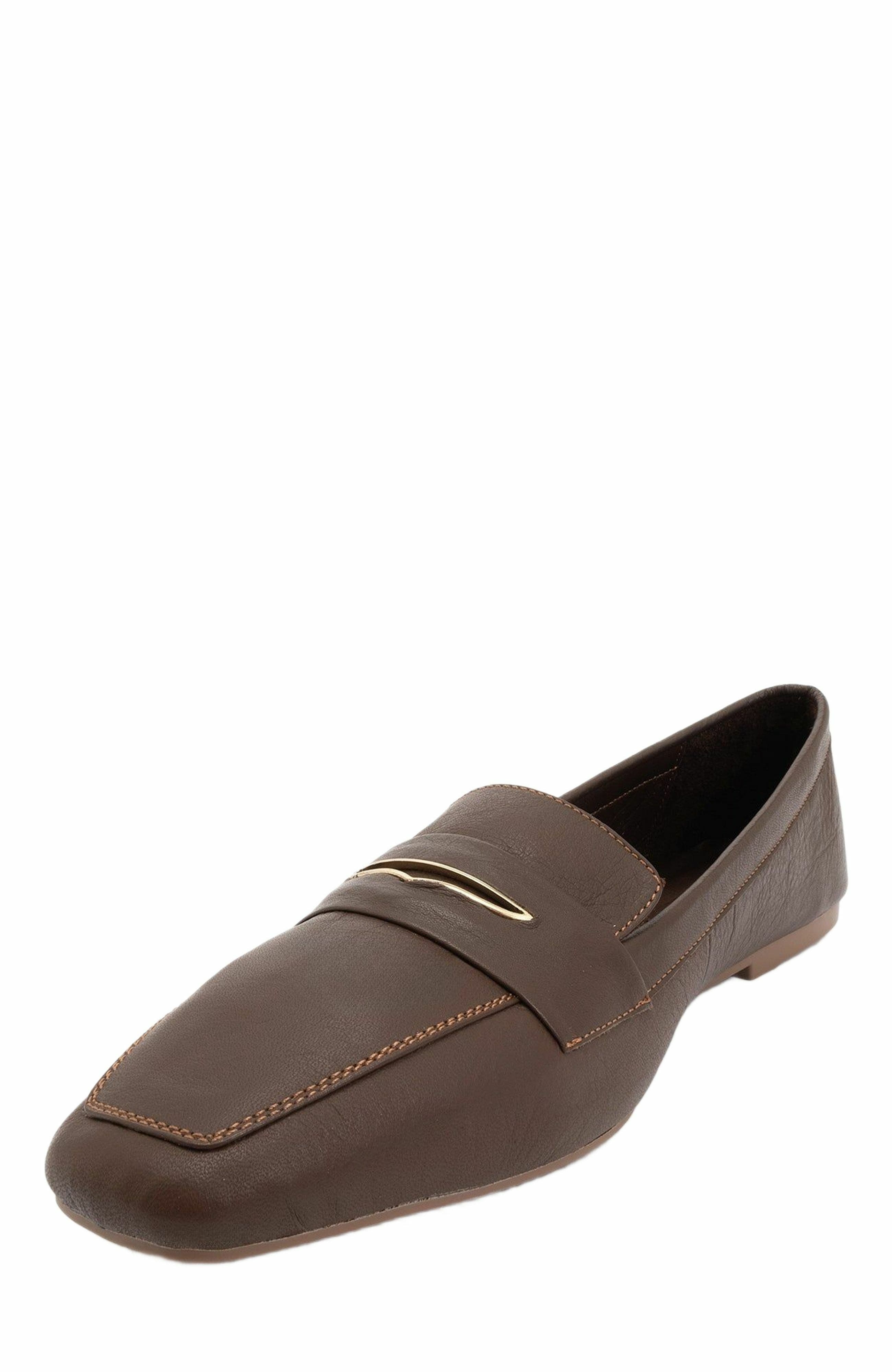 Iridessa Leather Flat Loafers, Alternate, color, Brown Leather