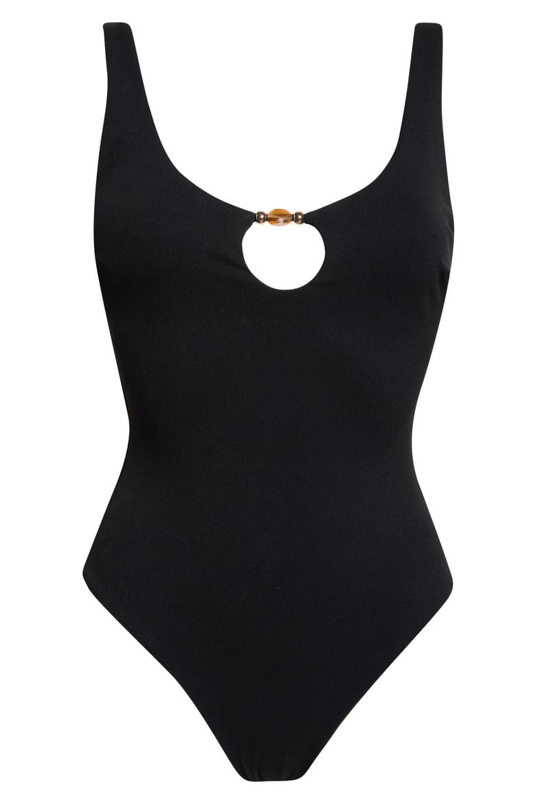 Center Bead One-Piece Swimsuit, Alternate, color, BLACK