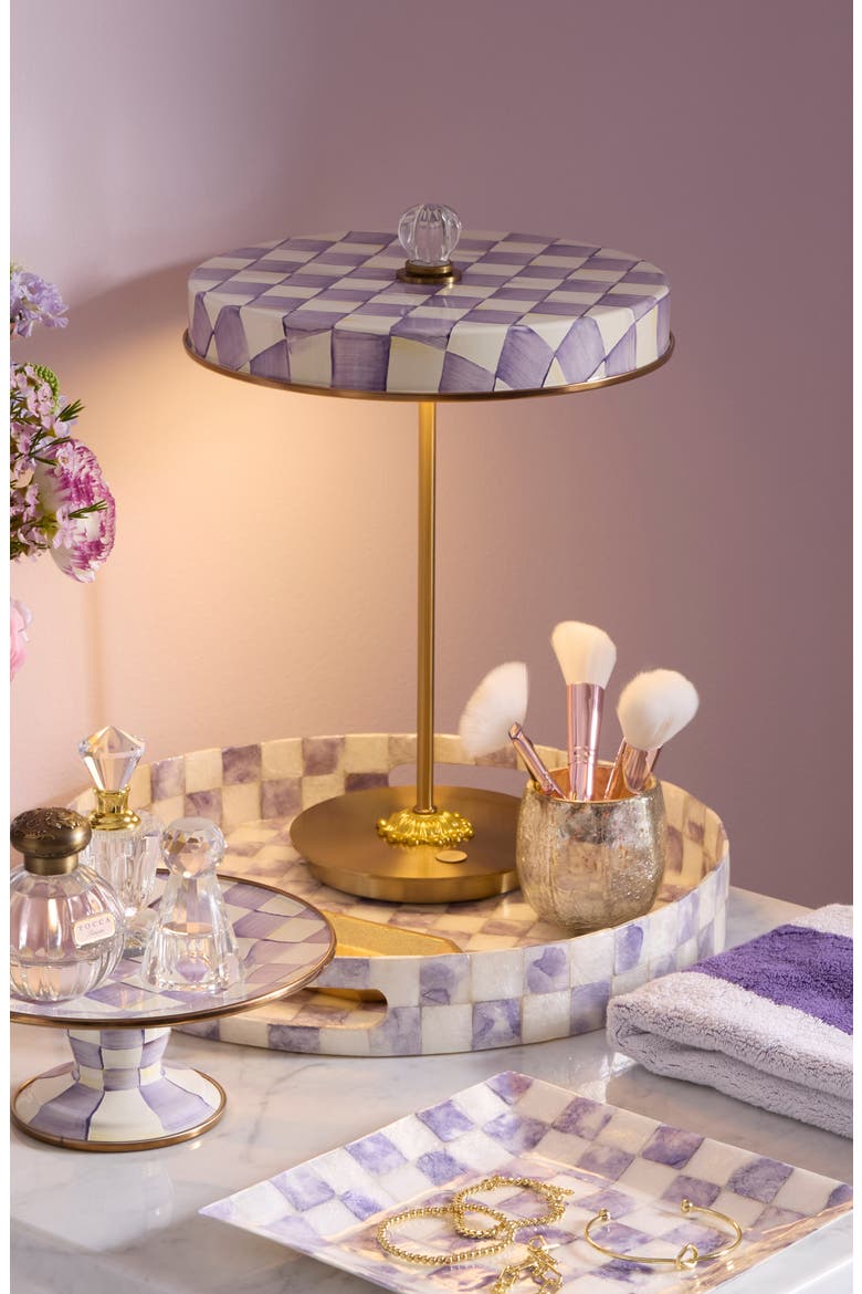 Violet Check LED Rechargeable Disc Table Lamp, Alternate, color, VIOLET