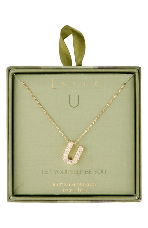 Pavé Cubic Zirconia Initial Pendant Necklace