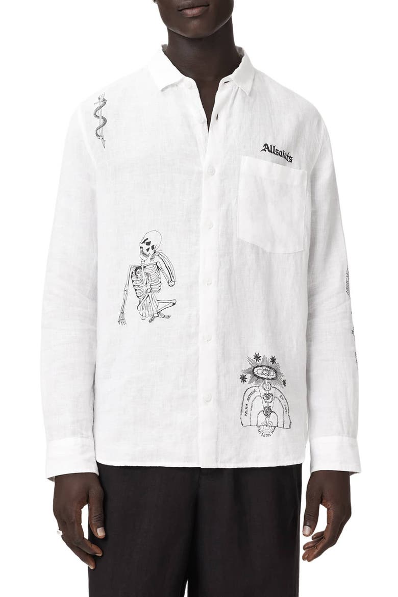 Terror Button-Up Shirt, Main, color, WHITE