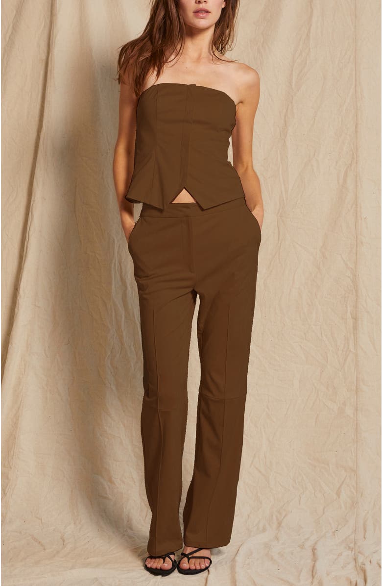 CRESCENT Faux Suede Flared Pants, Alternate, color, Espresso