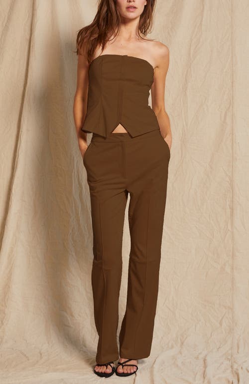 Crescent Faux Suede Flared Pants In Brown