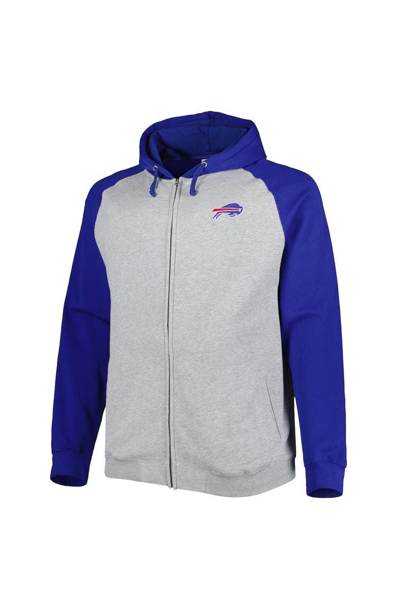 PROFILE Men's Heather Gray Buffalo Bills Big & Tall Fleece Raglan Full-Zip Hoodie Jacket, Alternate, color, Heather Gray