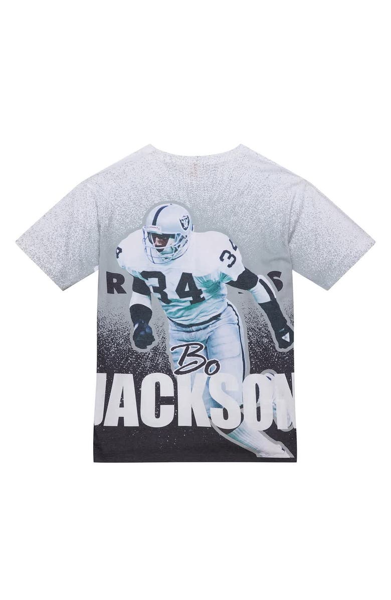 Mitchell & Ness Men's Mitchell & Ness Bo Jackson Gray Los Angeles Raiders Burst Retired Player T-Shirt, Alternate, color, Gray