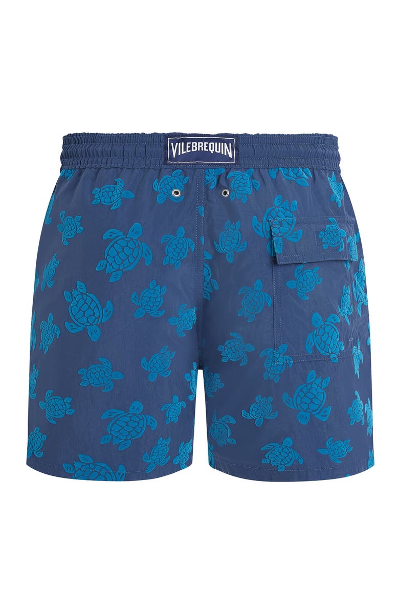 Vilebrequin Men Swim Shorts Flocked Ronde des Tortues, Alternate, color, Evening