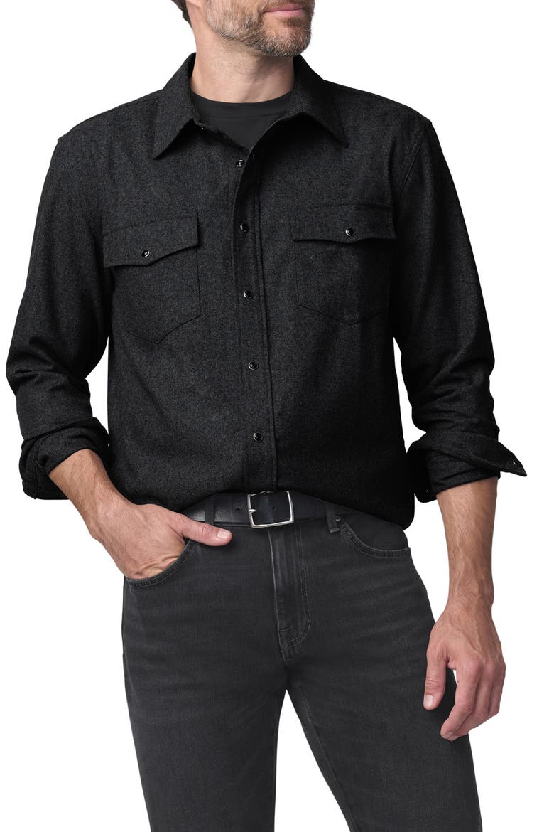 Double Pocket Western Flannel Shirt Jacket, Main, color, CHARCOAL GREY