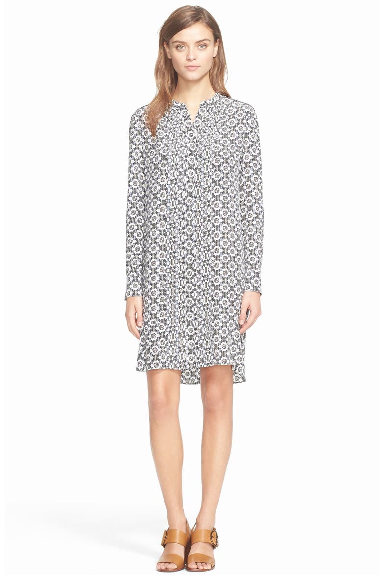 Pleated Silk Shirtdress, Alternate, color, BALLET BLUE CRYSTALS