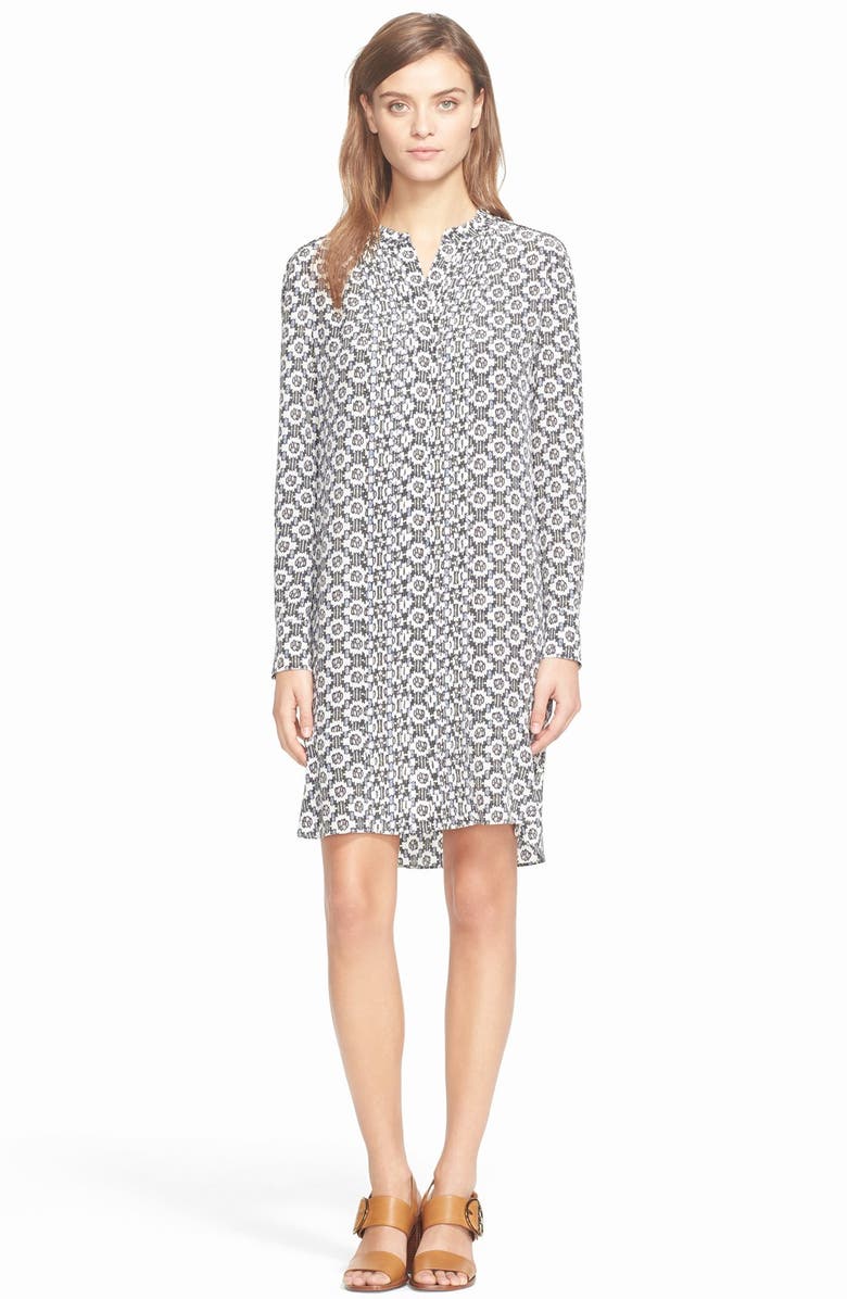 Tory Burch Pleated Silk Shirtdress, Alternate, color, 
