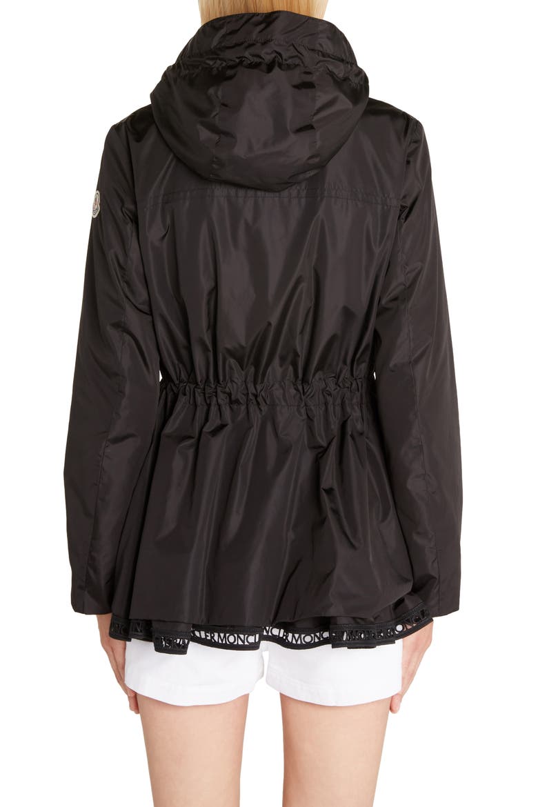 Loty Cinch Waist Rain Jacket, Alternate, color, BLACK