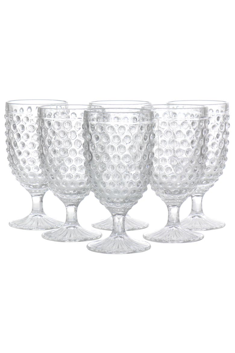 6 Piece 14.2 Ounce Glass Hobnail Goblet Drinkware Set, Main, color, Clear