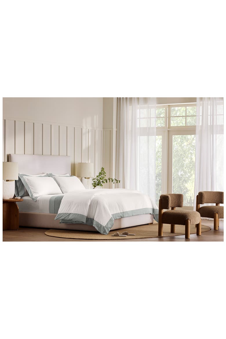 Signature Colorblock Duvet Set, Alternate, color, WHITE/ SHORE