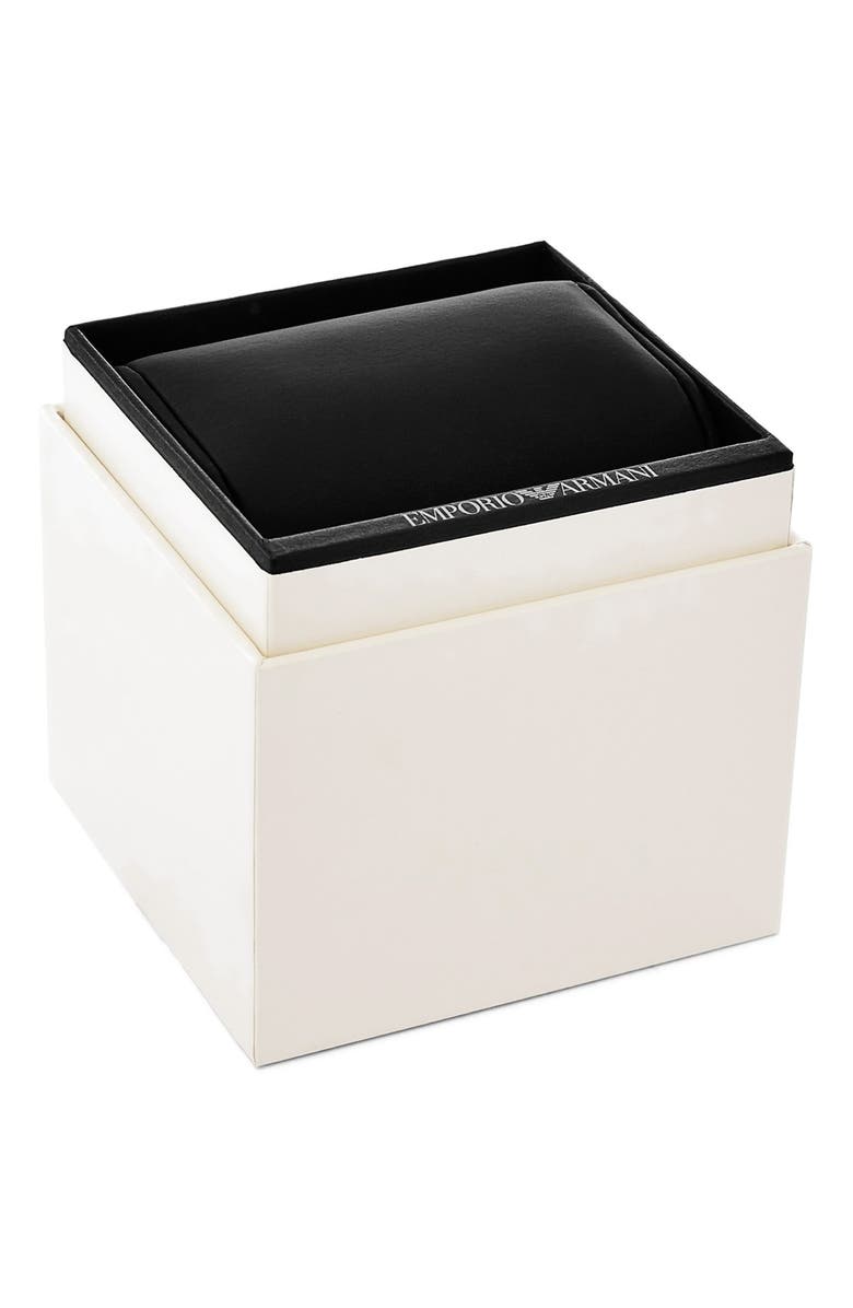 Emporio Armani Leather Strap Watch, 32mm, Alternate, color, Black/ Gold