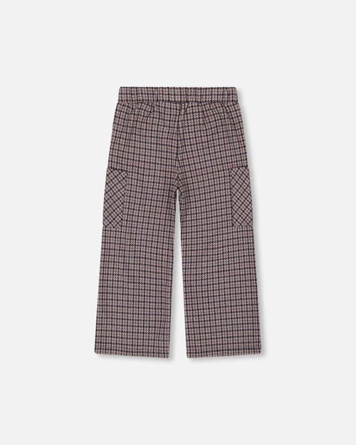 Deux Par Deux Jacquard Knit Flare Pants With Houndstooth In Black