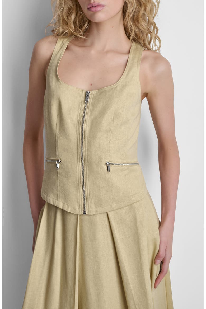 Linen Blend Sleeveless Zip Front Top, Main, color, MOJAVE DESERT