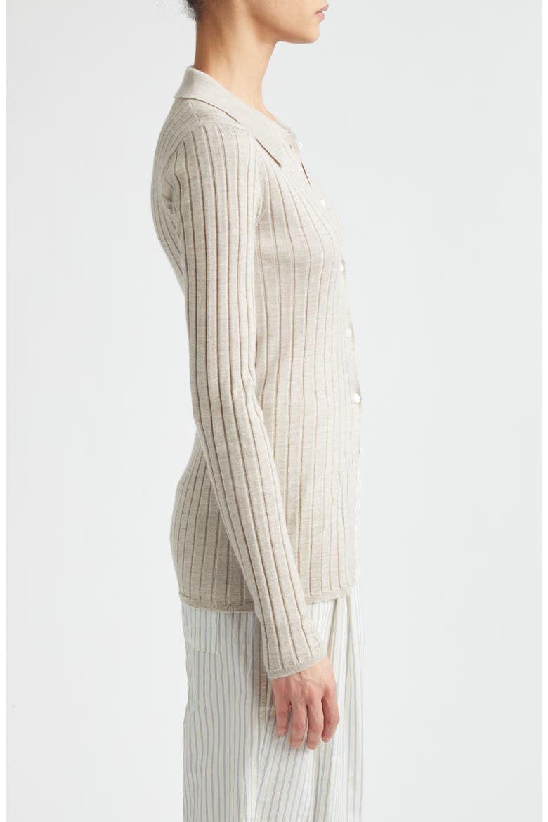 Slim Fit Cashmere & Silk Rib Cardigan, Alternate, color, OAT MELANGE